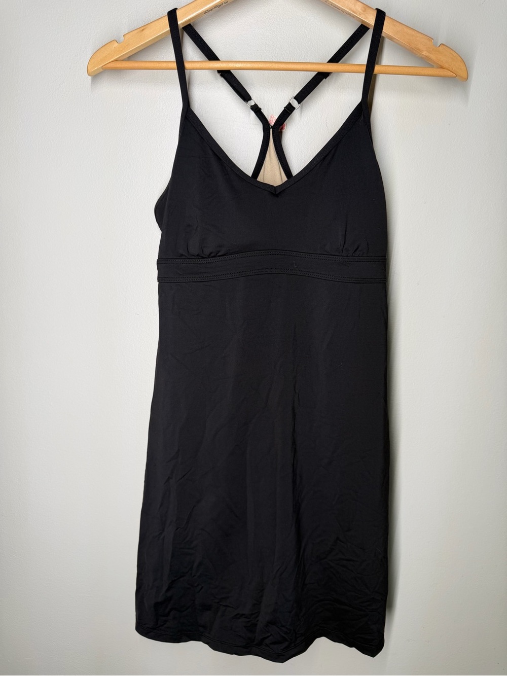 Athleta Shorebreak Swim Dress Racerback Built In Bra One Piece Black Athletic